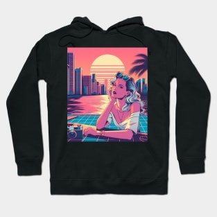 vaporwave retro 80s girl Hoodie